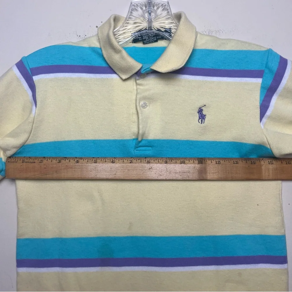 VTG Polo‎ By Ralph Lauren Shirt Youth Medium USA Cotton 80's Yellow Striped